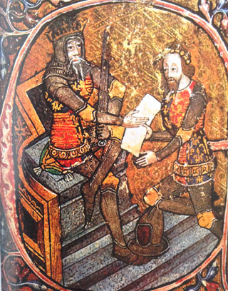 Le Prince Noir, au pied du roi Edward III