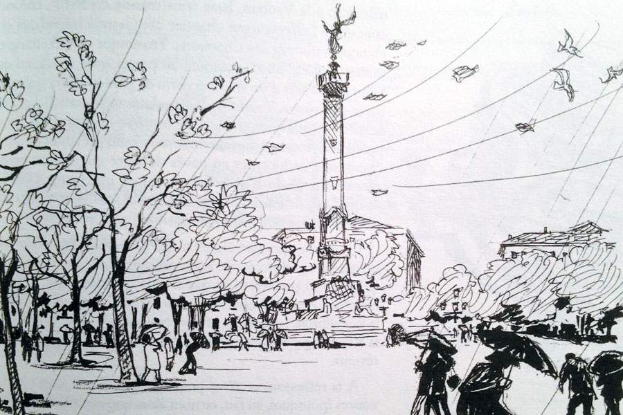 La Place des Quinconces à Bordeaux (illustration Jacques Guibillon) 