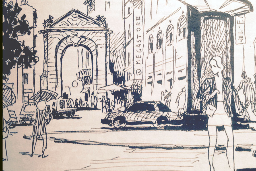 La Place Gambetta à Bordeaux (illustration Jacques Guibillon) 