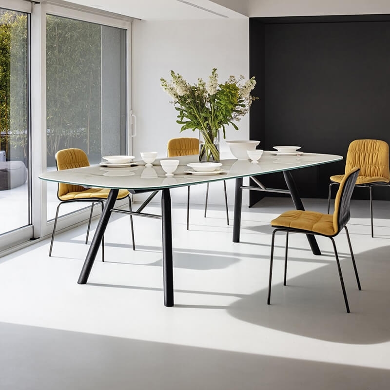 Table céramique design pieds bois suite Midj