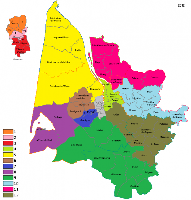 Repérez vous soigneusement avec les couleurs de la légende