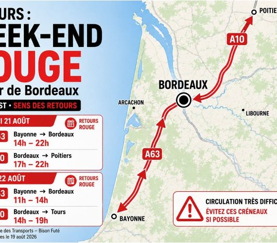 Week-end : vendredi et samedi rouge sur les routes autour de Bordeaux