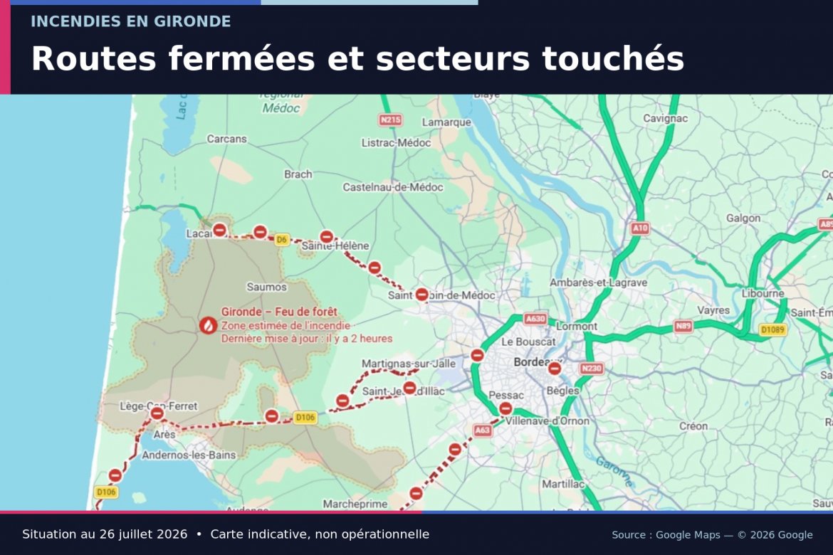 Incendies en Gironde : transports, travail, air… ce qu'il faut savoir ce lundi